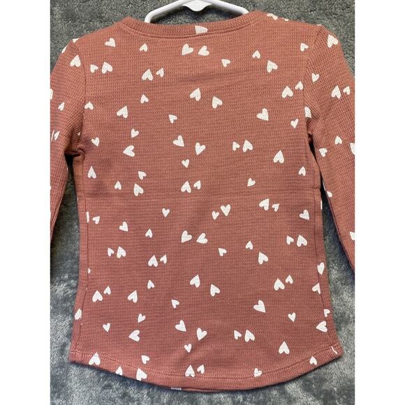 Gap Toddler Girls Mauve/White Heart Print Long Sleeve Henley Size 3T NWOT - Picture 4 of 6